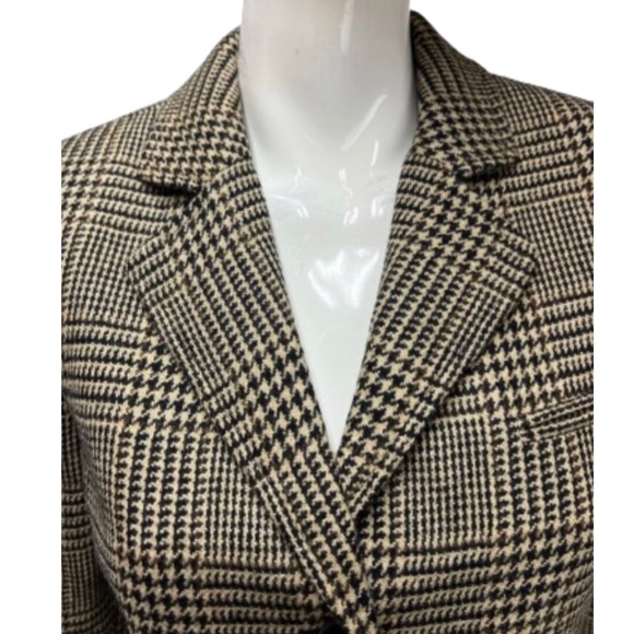 RALPH LAUREN Black Brown Houndstooth Plaid Single Breasted 4 Button Front Blazer - Picture 5 of 8